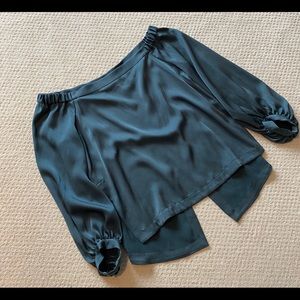 BCBG silk off the shoulder blouse